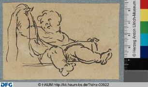Sitzender Putto eine Girlande haltend