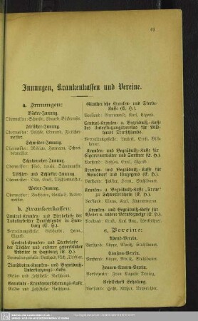 Innungen, Krankenkassen und Vereine