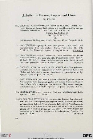 Arbeiten in Bronze, Kupfer und Eisen (Nr. 130-184)