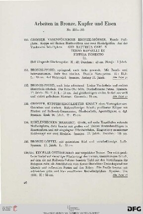 Arbeiten in Bronze, Kupfer und Eisen (Nr. 130-184)