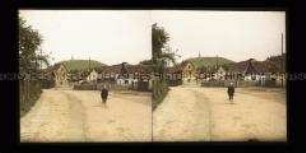 Dorfstraße mit Blick zum Kyffhäuserdenkmal, Tilleda