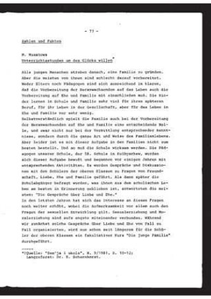 Unterrichtsstunden um des Glücks willen