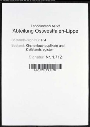 Kirchenbuchduplikat der katholischen Gemeinde Esbeck (GHT 1871-1874). (Gemeinde: Esbeck, katholische Gemeinde)
