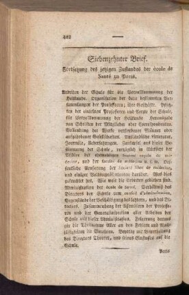 Siebenzehnter Brief. Fortsetzung des jetzigen Zustandes der ècole de Santé zu Paris