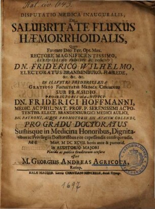 Disputatio medica inauguralis de salubritate fluxus haemorrhoidalis
