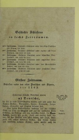 Erster Zeitraum. Schlesien unter den alten Deutschen und Slaven, bis 1163