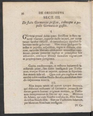 Sect. III. De statu Germaniae priscae, rebusque a populis Germanicis gestis