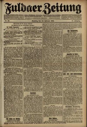 Ausgabe vom Samstag, den 23. Februar 1918.