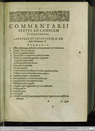Commentarii Breves Ad Codicem Iustinianeum