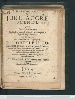 Disputatio Iuridica De Iure Accrescendi