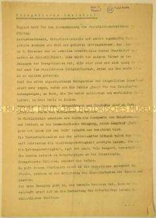 Maschinengeschriebener programmatischer Wahlaufruf der Nationalsozialisten an die evangelischen Christen anlässlich der Reichstagswahl November 1932