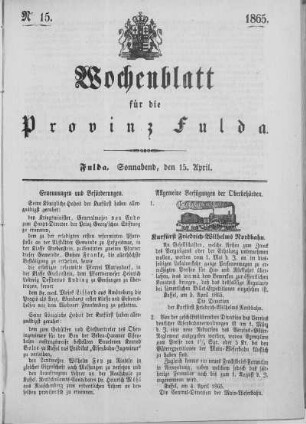 Nr. 15, Ausgabe vom 15. April 1865