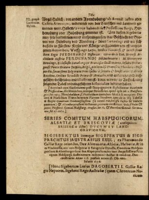 Series Comitum Habspugicorum, Alsatiae Et Brisgoviae (antiquitus Brisiacae dictae) Ducum Et Landgraviorum