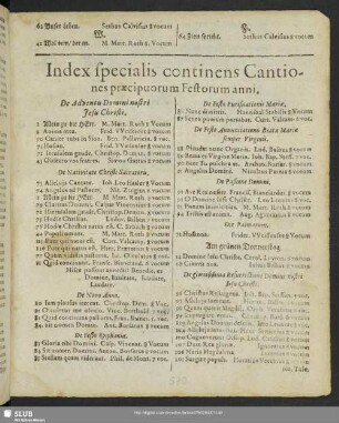 Index specialis ... festorum anni