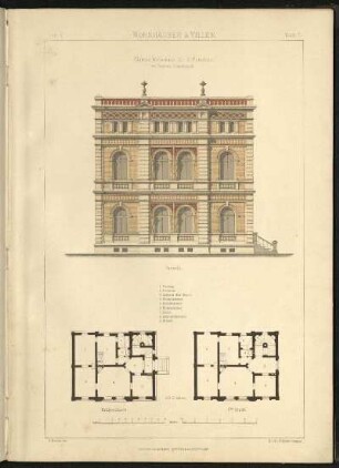 Blatt 7: Kleines Wohnhaus für 2 Familien mit flachem Cementdach