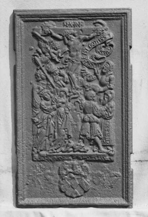Kreuzigung Christi mit Wappen der Schenken zu Schweinsberg