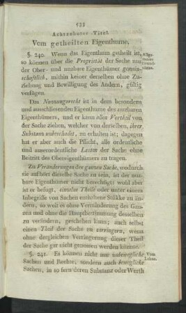 Achtzehnter Titel. Vom getheilten Eigenthume