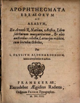 Apophthegmata Ebraeorum ac Arabum