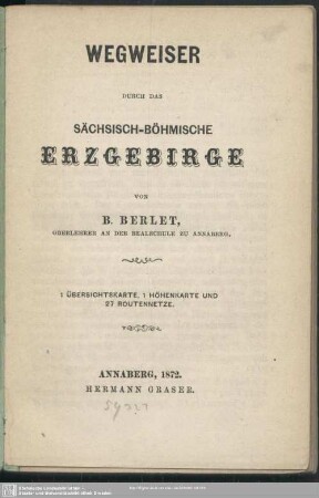 Wegweiser durch das sächsisch-böhmische Erzgebirge