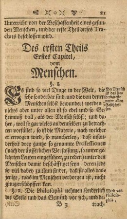 Des ersten Theils Erstes Capitel, vom Menschen