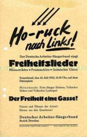 Programm zu einem Liederabend des Deutschen Arbeiter-Sängerbundes