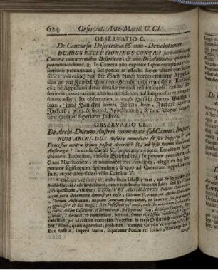 Observatio CI. - Observatio CXVI.