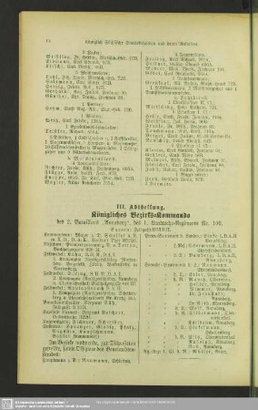 III. Abtheilung. Königliches Bezirks-Kommando