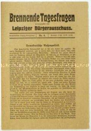 Flugschrift des Leipziger Bürgerausschusses zur Wirtschaftslage in Deutschland