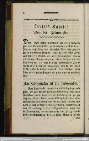 Drittes Kapitel. Von der Frömmigkeit