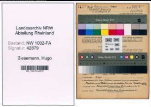 Entnazifizierung Hugo Biesemann, geb. 01.09.1889 (Metzger)
