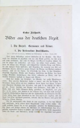 I. Die Vorzeit. Germanen und Römer