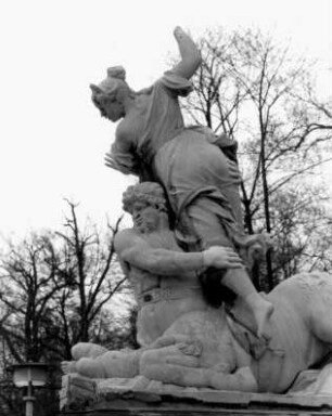 Dresden-Altstadt. "Entführung der Deianira durch den Kentaur Nessus" (A. Corradini), Hauptallee im Großen Garten