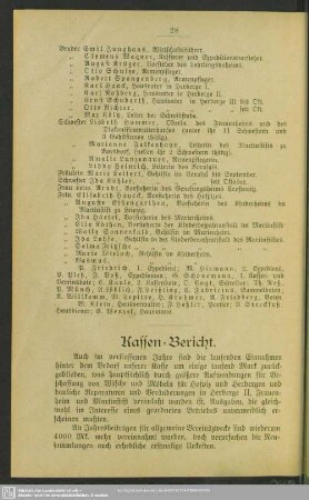 Kassen-Bericht
