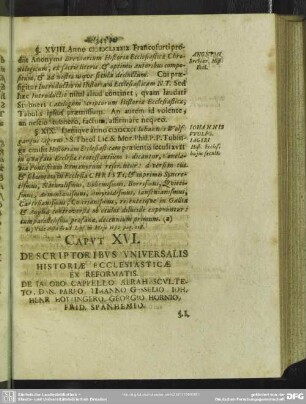 Caput XVI. De Scriptoribus Universalis Historiae Ecclesiasticae Ex Reformatis