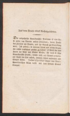 Aus dem Briefe eines Rechtsgelehrten.