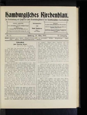 Nr. 11. Hamburg, 14. März 1915. 12. Jahrgang.