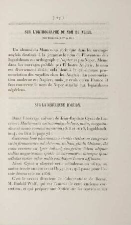 Sur l'orthographe du nom de Neper.