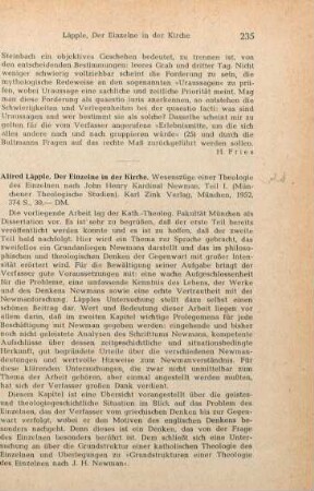 235-237 [Rezension] Läpple, Alfred, Der Einzelne in der Kirche