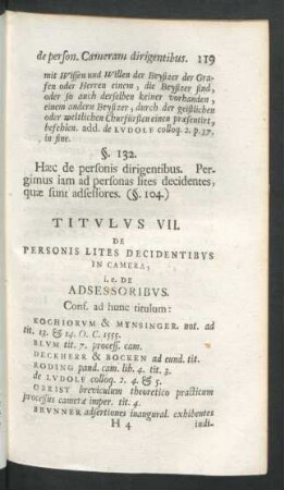 Titulus VII. De Personis Lites Decidentibus In Camera, ...