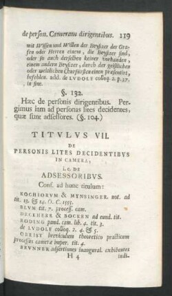 Titulus VII. De Personis Lites Decidentibus In Camera, ...