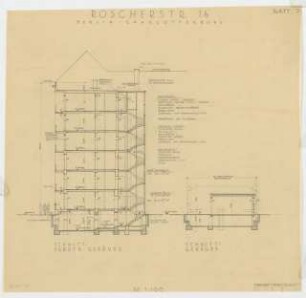 Wohnhaus Roscherstraße 16, Berlin-Charlottenburg: Schnitte 1:100