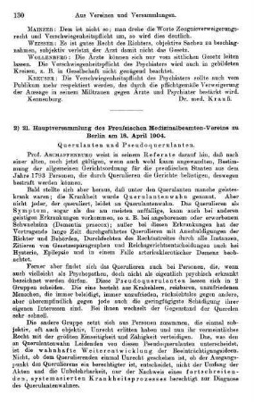 130-131, 21. Hauptversammlung des Preußischen Medizinalbeamten-Vereins zu Berlin am 18. April 1904