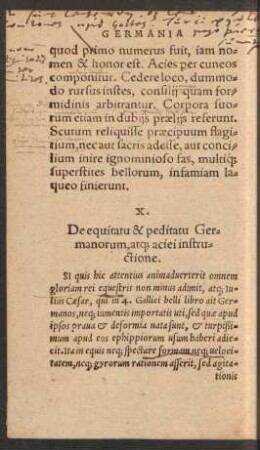 X. De equitatu & peditatu Germanorum, atque aciei instructione.