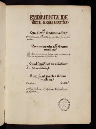 1r-79v, Rudimenta de arte grammatica