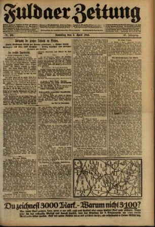 Erste Ausgabe vom Samstag, den 06. April 1918.