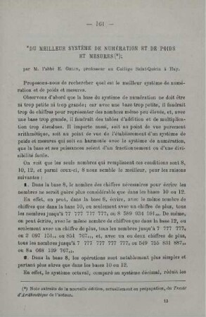 Du meilleur système de numération et de poids et mesures.