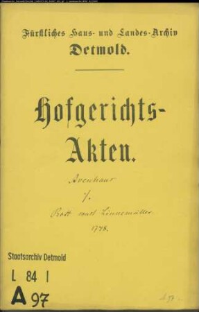 Avenhaus, Johann Töns, Müller in Heiden gegen Kord Simon Rott, sonst Linnemüller