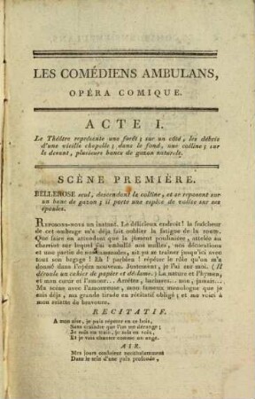 Les comédiens ambulans : opéra comique en deux actes et en prose