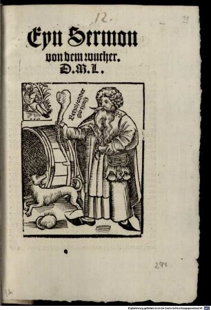 Eyn Sermon von dem wucher
