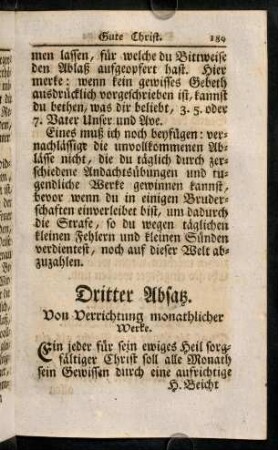 189-300, Dritter Absatz. Von Verrichtung monathlicher Werke.